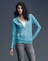 Women's Triblend Full-Zip Hooded Long Sleeve T-Shirt