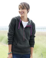 Women's Half-Zip Triblend Hooded Pullover Sweatshirt