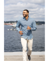 Cutter & Buck Skyline Epic Confidence Recycled Gingham Mens Big & Tall Long Sleeve Dress Shirt