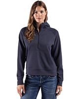 Cutter & Buck Drift Epic Versatility Recycled Textured Knit Womens Half Zip Hooded Pullover