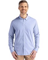 Cutter & Buck Skyline Recycled Pinstripe Mens Long Sleeve Button Down  Dress Shirt