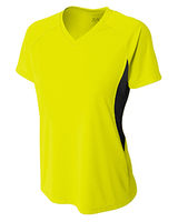 A4 Ladies' Color Block Performance V-Neck Shirt