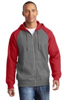 Sport Tek Raglan Colorblock Full Zip Hooded Fleece Jacket