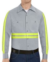 Enhanced Visibility Long Sleeve Cotton Work Shirt - Tall Sizes