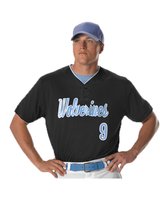 Two Button Mesh Baseball Jersey With Piping