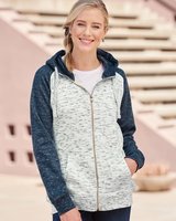 Women’s Mélange Fleece Colorblocked Full-Zip Sweatshirt