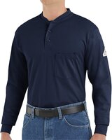 Long Sleeve Tagless Henley Shirt - Tall Sizes